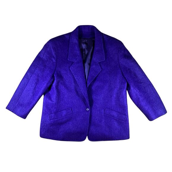 Vintage 80s Lombardi Violet Mohair Jacket - XL - Picture 2 of 5